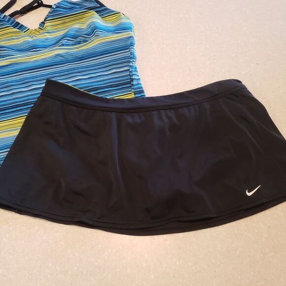 Nike Swimsuit Woman’s Size 8/10 Blue Yellow Black Tankini Skirt Bottom 2 Piece - Picture 5 of 8